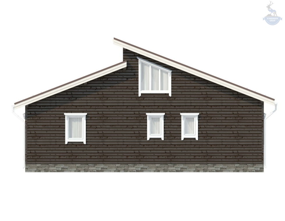КД-100: одноэтажный каркасный дом с мансардой