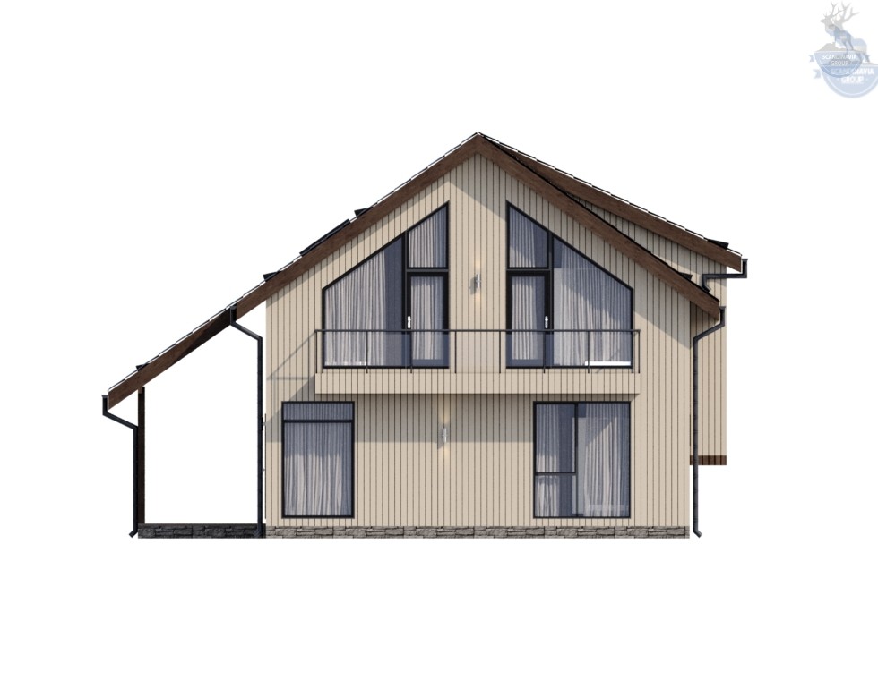 КД-650: двухэтажный каркасный дом с террасой