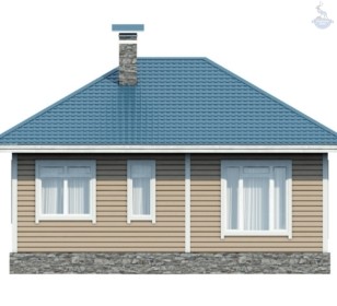 КД-760: одноэтажный каркасный дом с террасой и вторым светом