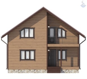 КД-10: двухэтажный каркасный дом с балконом и крыльцом