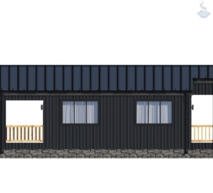 КД-1010: одноэтажный дом в стиле BarnHouse с террасой и крыльцом
