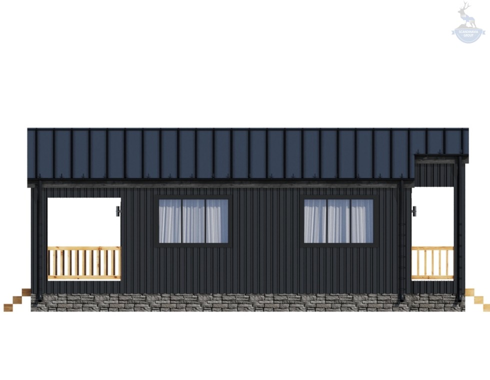КД-1010: одноэтажный дом в стиле BarnHouse с террасой и крыльцом