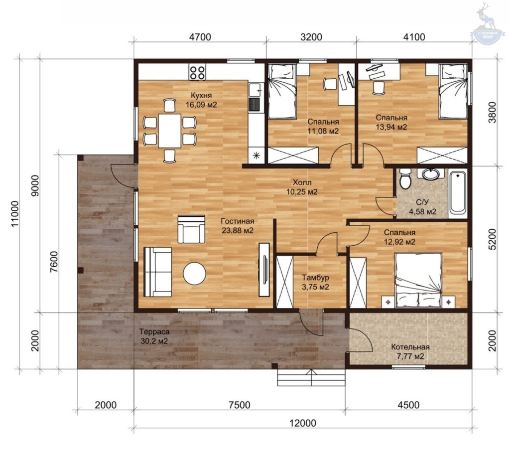 планировка каркасного дома кд 350 9