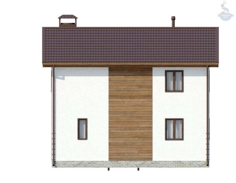 КД-40: двухэтажный каркасный дом с балконом и террасой
