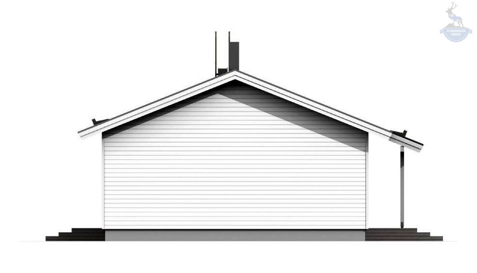 КД-560: одноэтажный каркасный дом с котельной