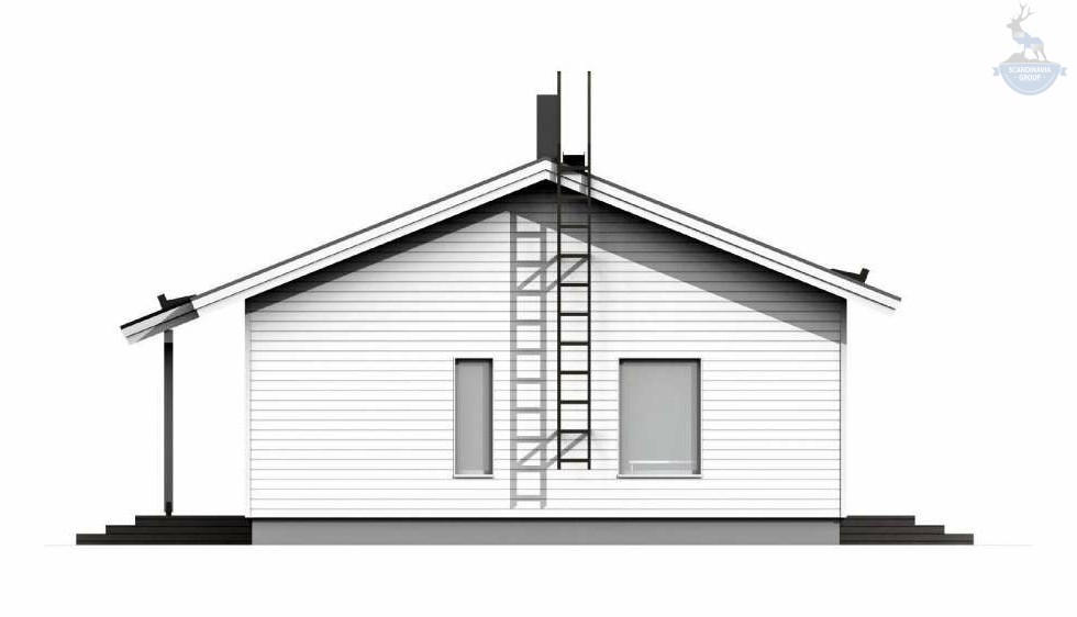 КД-560: одноэтажный каркасный дом с котельной