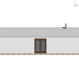 КД-720: одноэтажный каркасный дом с открытой верандой и панорамными окнами