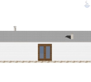 КД-720: одноэтажный каркасный дом с открытой верандой и панорамными окнами