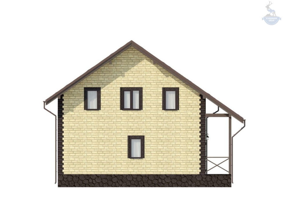 КД-80: двухэтажный каркасный дом с 2-мя террасами и балконом