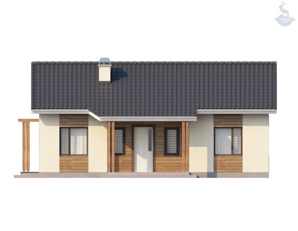 КД-960: каркасный дом с крыльцом и террасой