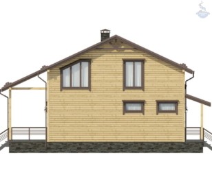 КД-120: двухэтажный каркасный дом с крыльцом, балконом и террасой