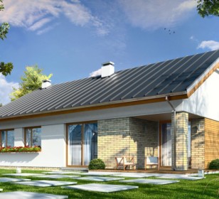 КД-410: каркасный дом с двухскатной крышей