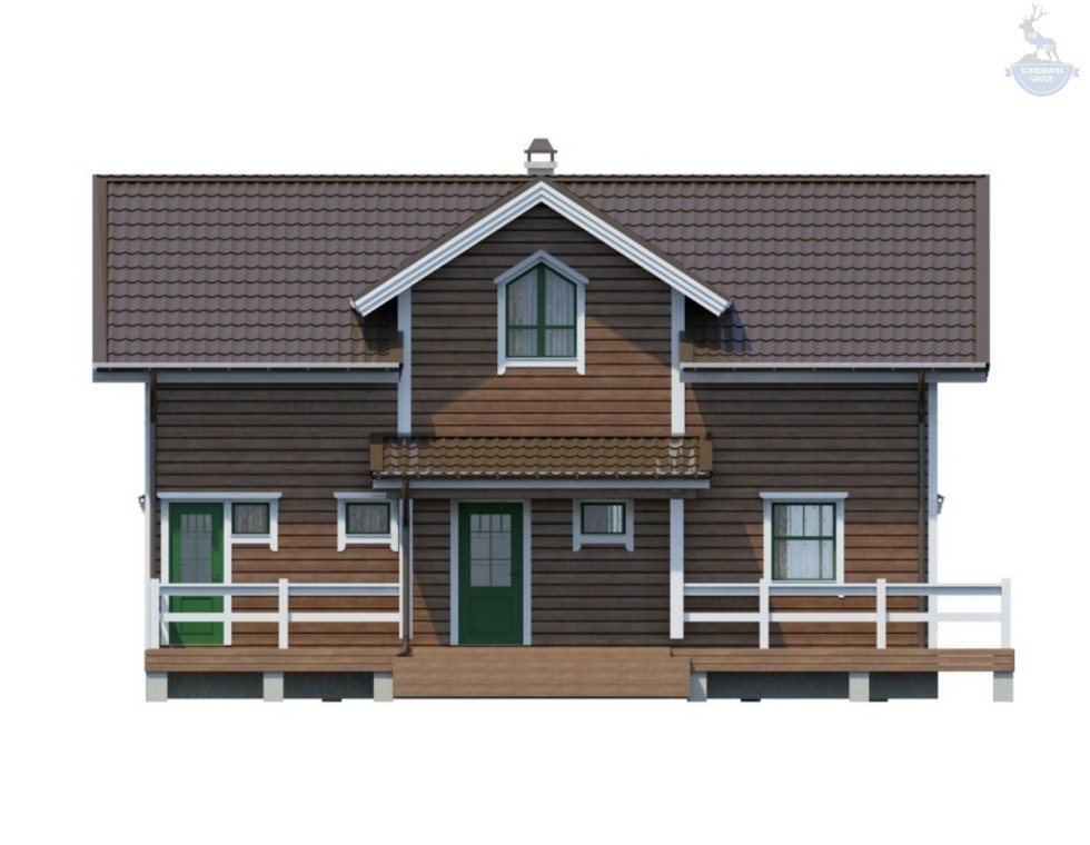 КД-450: каркасный дом с мансардой и террасой