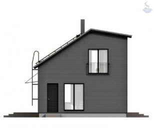 КД-460: двухэтажный каркасный дом с балконом и крыльцом