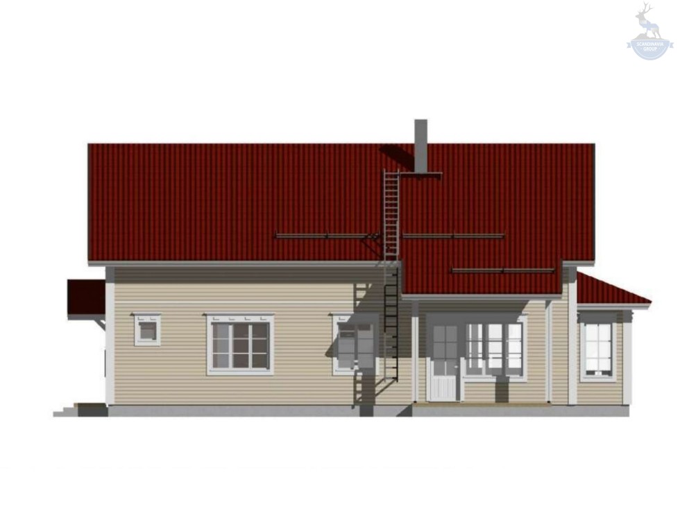 КД-470: двухэтажный каркасный дом с двумя террасами