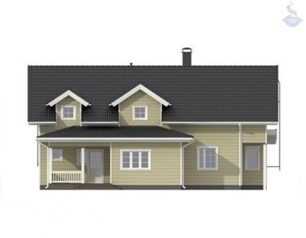 КД-620: двухэтажный каркасный дом с двумя террасами
