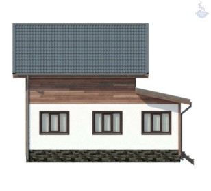 КД-70: каркасный дом с утепленной верандой и витражными окнами