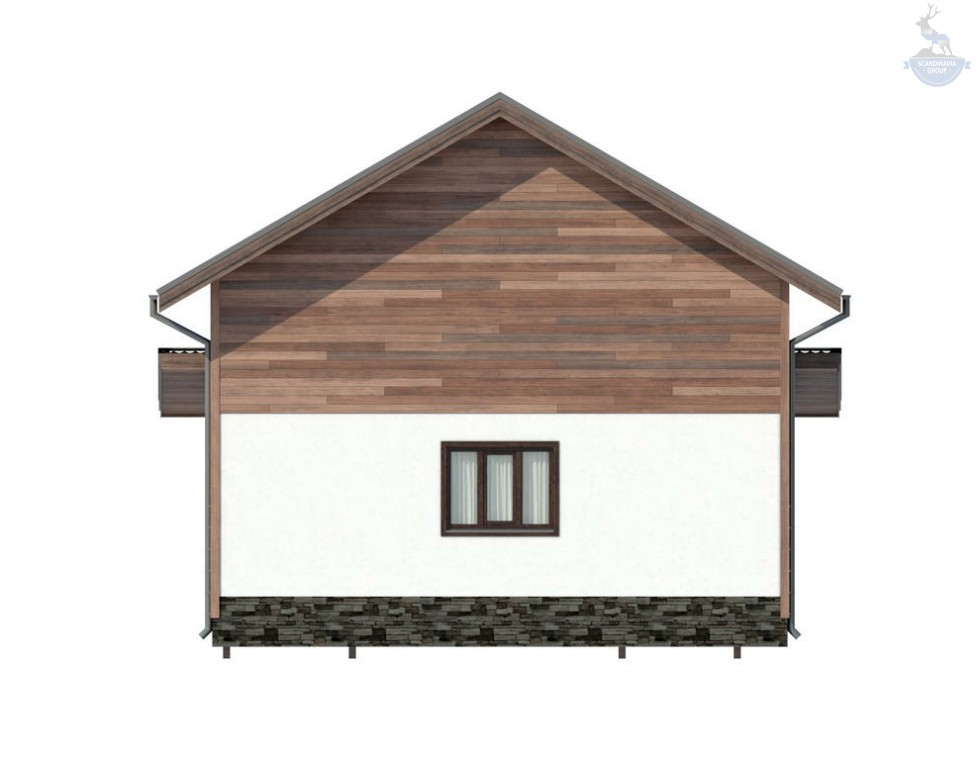 КД-70: каркасный дом с утепленной верандой и витражными окнами