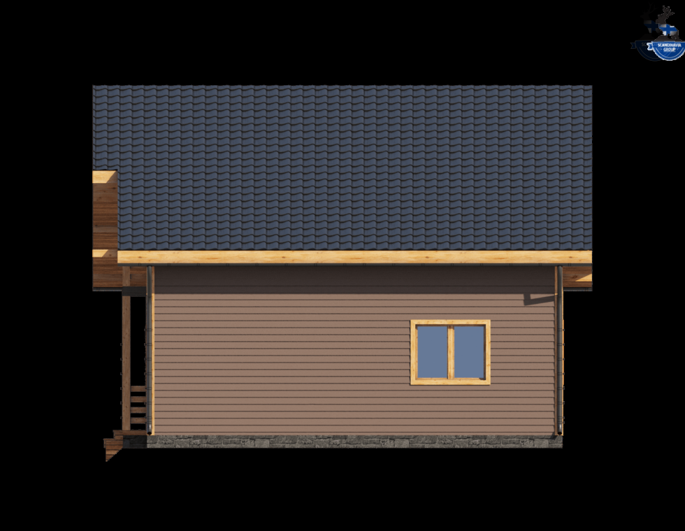 КД-940: двухэтажный каркасный дом с панорамными окнами и верандой