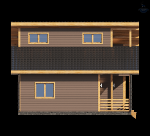 КД-940: двухэтажный каркасный дом с панорамными окнами и верандой
