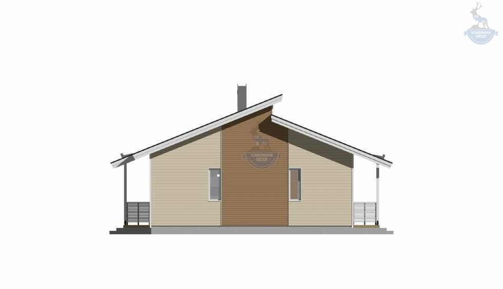 КД-290: одноэтажный каркасный дом с двумя террасами