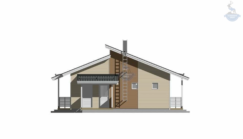 КД-290: одноэтажный каркасный дом с двумя террасами