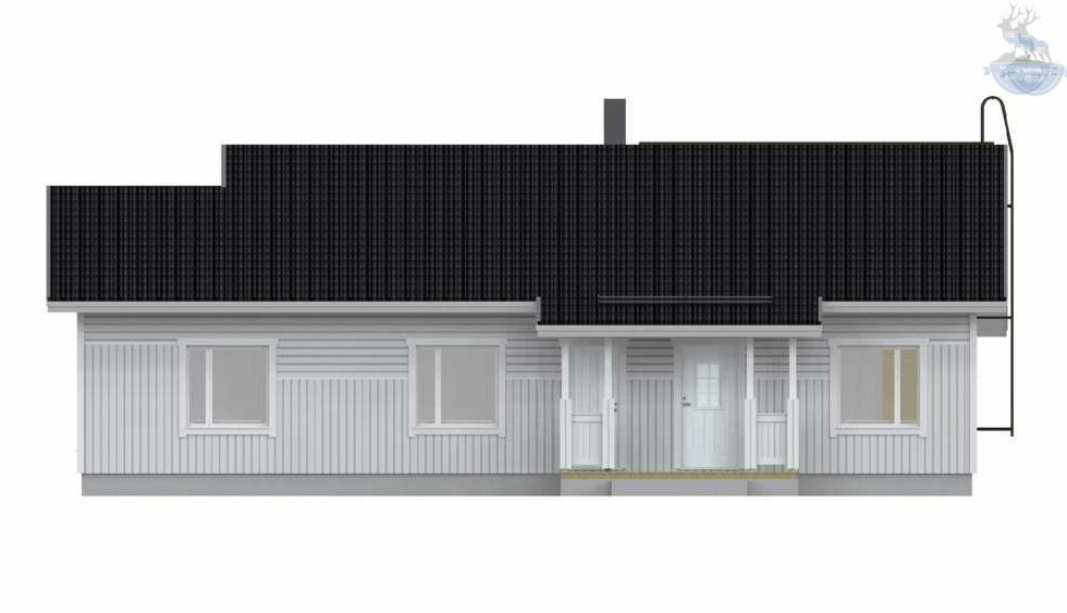 КД-510: каркасный дом с панорамными окнами и террасой
