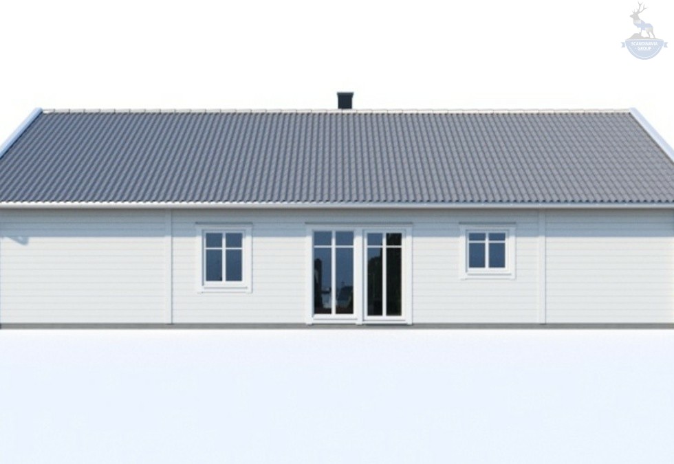 КД-550: одноэтажный каркасный дом с террасой и котельной