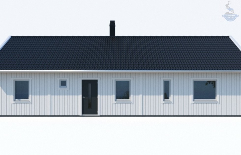 КД-590: одноэтажный каркасный дом с двумя входами