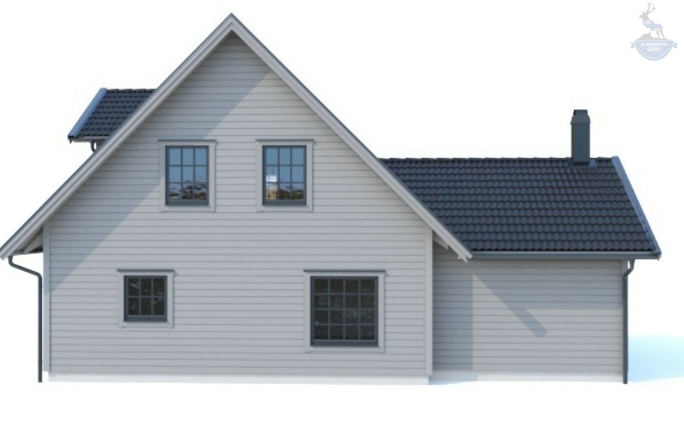 КД-600: двухэтажный каркасный дом с террасой и панорамными окнами