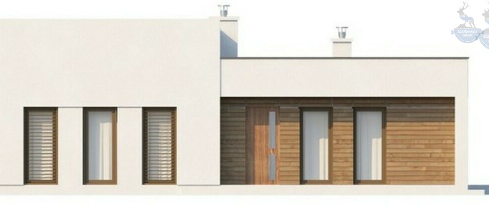КД-640: одноэтажный каркасный дом с плоской крышей