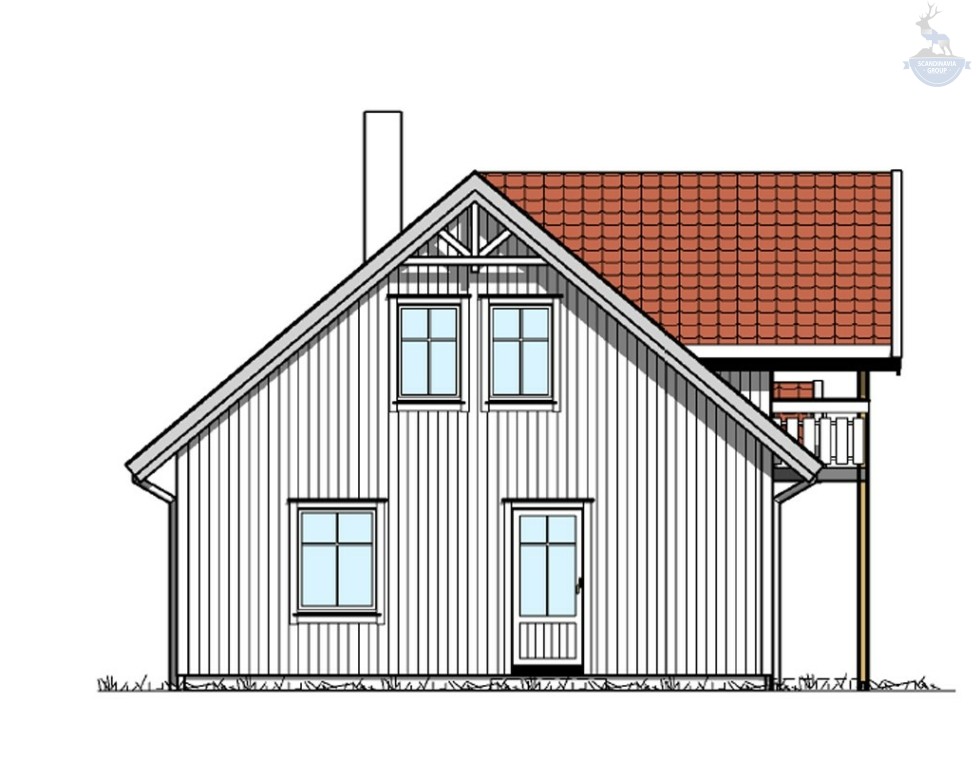 КД-710: каркасный дом с балконом и террасой