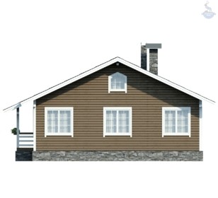 КД-750: одноэтажный каркасный дом с верандой и вторым светом