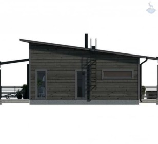 КД-870: одноэтажный каркасный дом с плоской крышей и сауной