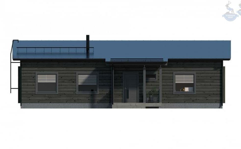 КД-870: одноэтажный каркасный дом с плоской крышей и сауной