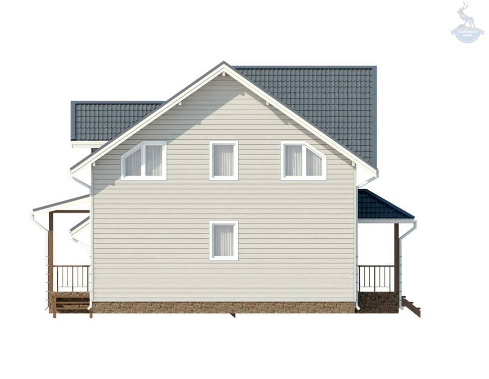 КД-30: двухэтажный каркасный дом с террасой