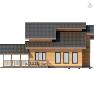 КД-60: двухэтажный каркасный дом с балконом, мансардой и террасой