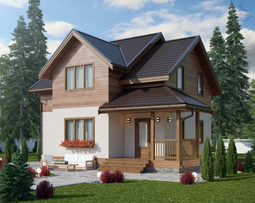 КД-170 двухэтажный каркасный дом в альпийском стиле