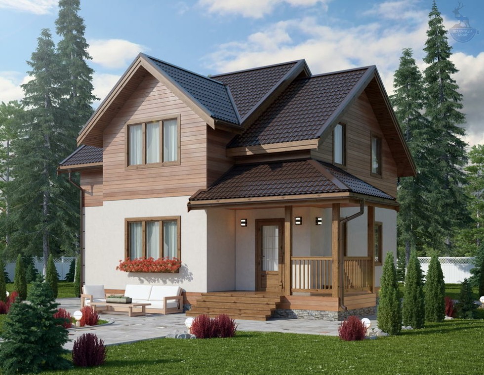 КД-170 двухэтажный каркасный дом в альпийском стиле
