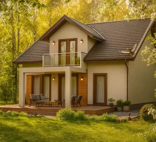 Каркасный дом с мансардой и балконом КД-440 фото 2