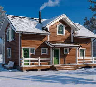 Каркасный дом с мансардой и террасой КД-450 фото 1