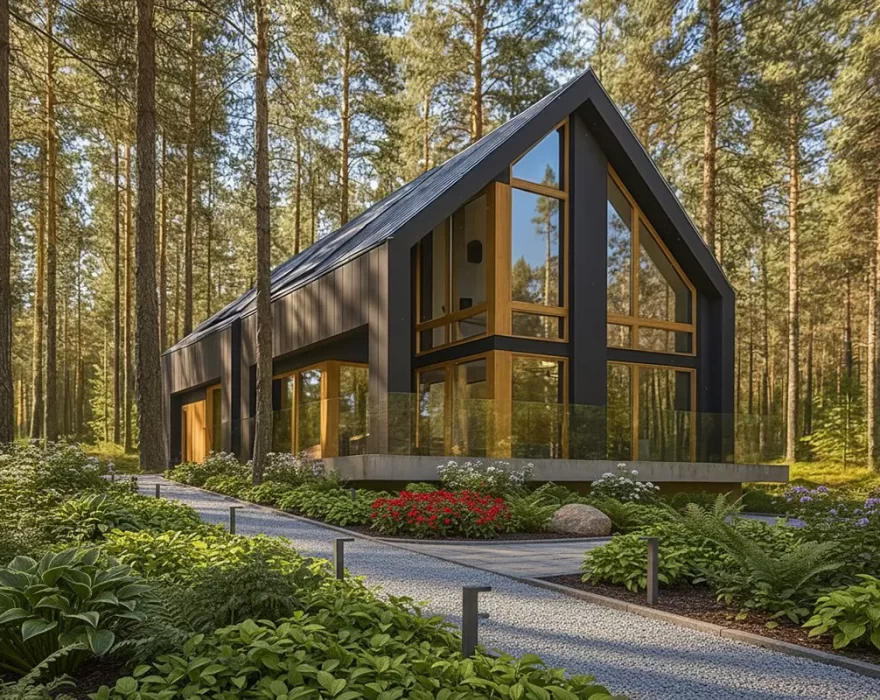 Двухэтажный каркасный дом в стиле Barn House КД-490 фото 1