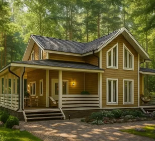 КД-700: двухэтажный каркасный дом с крыльцом и террасой