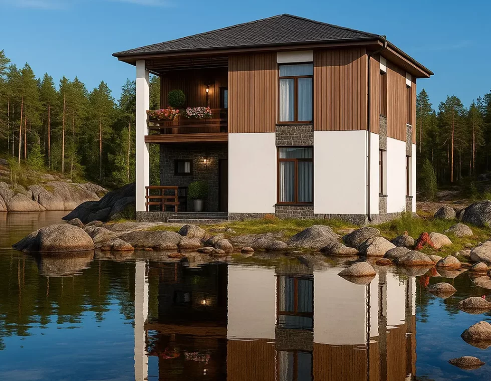 Двухэтажный каркасный дом с террасой и балконом КД-730 фото 2