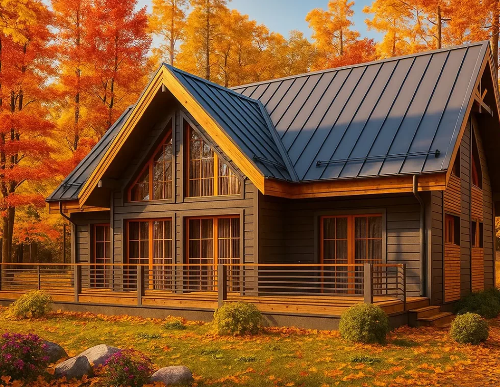 Двухэтажный каркасный дом с высокими потолками КД-800 фото 1