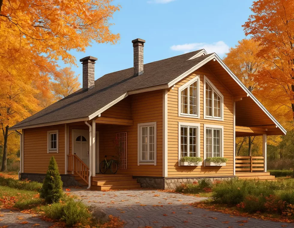 Двухэтажный каркасный дом со вторым светом КД-690 фото 1