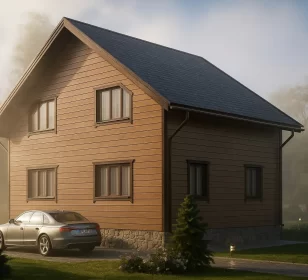 Двухэтажный каркасный дом с балконом и крыльцом, 115 м² КД-10 | «7х9»