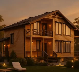 Двухэтажный каркасный дом с крыльцом, балконом и террасой КД-120 фото 2