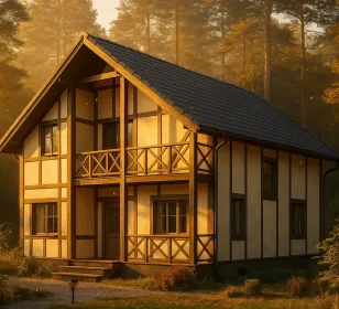 Двухэтажный каркасный дом с 2-мя террасами и балконом КД-80 фото 2