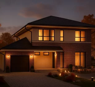 Двухэтажный каркасный дом с балконом и гаражом КД-130 фото 2